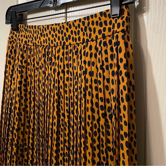 J.Crew pleased skirt mustard black polka dots size 00 - Picture 1 of 10